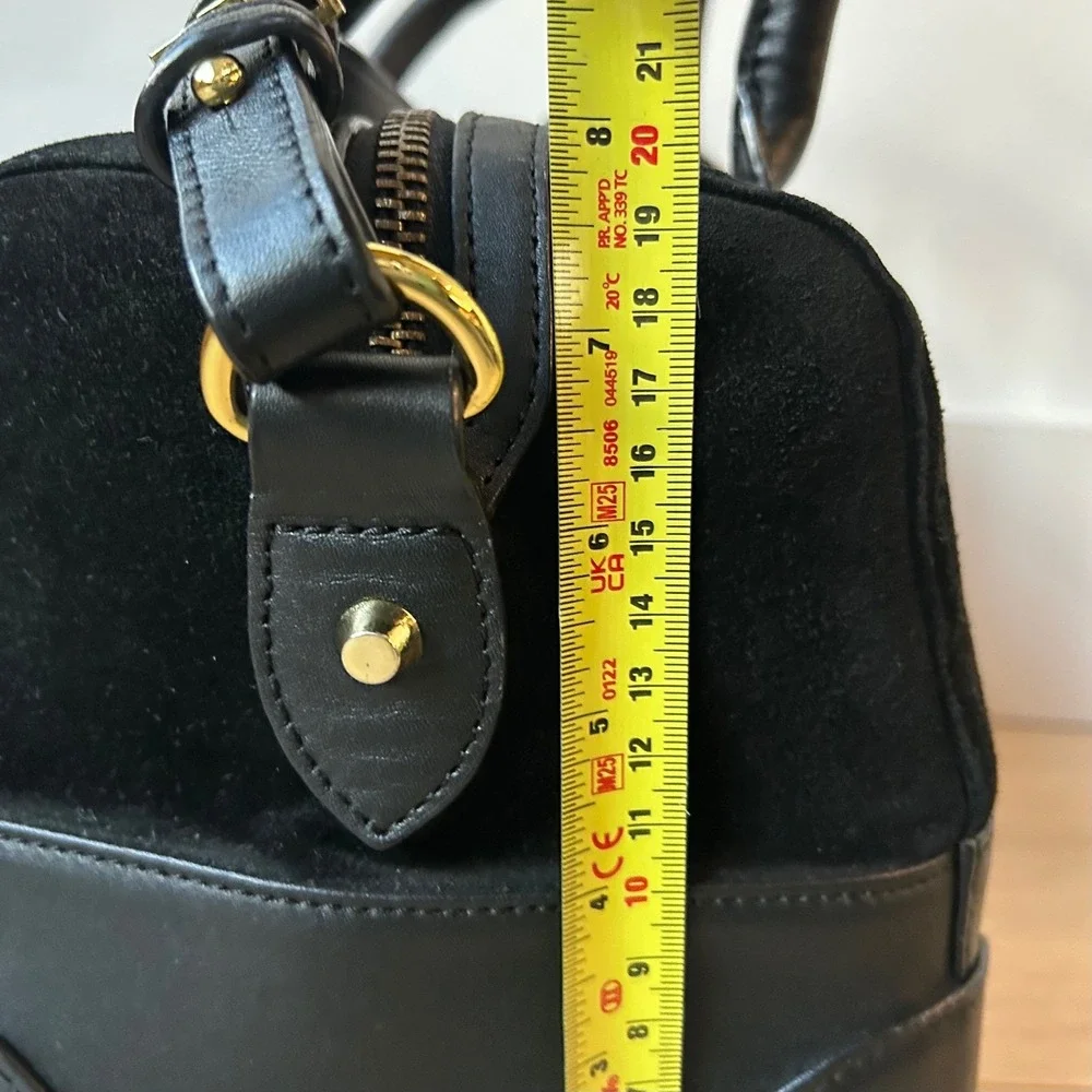 Dylan Kain Boston Doctor's Bowler Bag Black Leather Suede‎ Gold 2 Way Crossbody